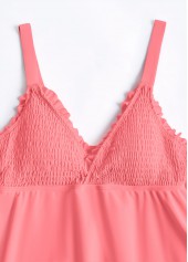 Mid Waisted Peach Red Plus Size Tankini Set