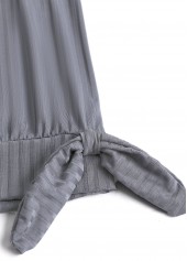 Plus Size Grey Tropical Plants Print Bowknot Tankini Set