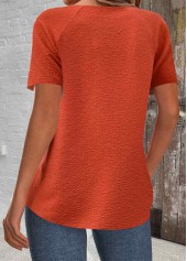 Patchwork Orange Short Sleeve Round Neck T Shirt