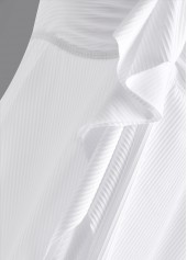 Ruched Jacquard Ruffle White Tankini Set