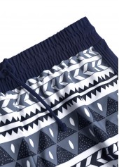 Plus Size Navy Geometric Print Bowknot Tankini Set