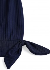 Plus Size Navy Geometric Print Bowknot Tankini Set