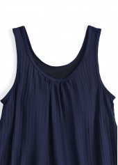 Plus Size Navy Geometric Print Bowknot Tankini Set