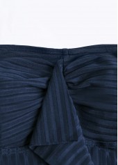 Plus Size Navy Tropical Plants Print Ruffle Tankini Set