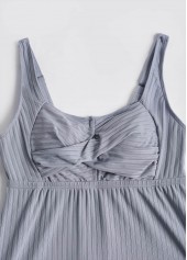 Plus Size Grey Tribal Print Patchwork Tankini Set