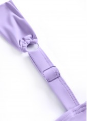 Geometric Print Drawstring Light Purple Tankini Set