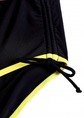 High Waisted Contrast Binding Black Bikini Set