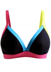 High Waisted Contrast Binding Black Bikini Set