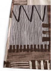 Geometric Print Patchwork Gray Brown A Line Sleeveless Dress