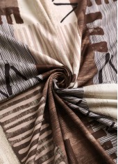 Geometric Print Patchwork Gray Brown A Line Sleeveless Dress