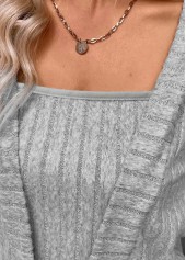 Fake 2in1 Light Grey Long Sleeve T Shirt