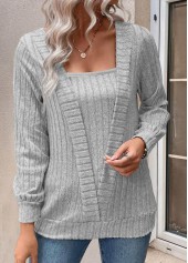 Fake 2in1 Light Grey Long Sleeve T Shirt