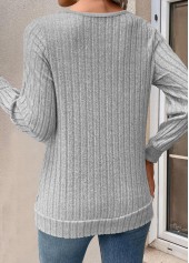 Fake 2in1 Light Grey Long Sleeve T Shirt