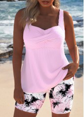 Mid Waisted Light Pink Plus Size Tankini Set