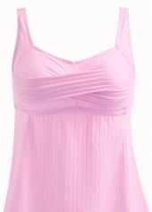 Mid Waisted Light Pink Plus Size Tankini Set