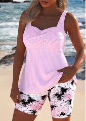 Mid Waisted Light Pink Plus Size Tankini Set