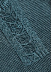 Patchwork Blue Short Sleeve Round Neck T Shirt