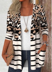 Leopard Dark Camel Long Sleeve Light Cardigan