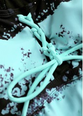 Striped Lace Up Mint Green Tankini Set