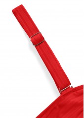 Tie Red Ruched Square Neck Bikini Set