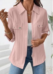 Dusty Pink Long Sleeve Zipper Shirt