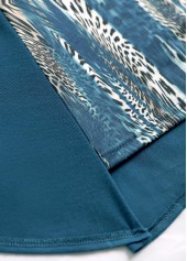 Leopard Peacock Blue 3/4 Sleeve Fake Two Piece Twinset