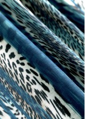 Leopard Peacock Blue 3/4 Sleeve Fake Two Piece Twinset