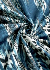 Leopard Peacock Blue 3/4 Sleeve Fake Two Piece Twinset