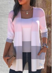 Striped Two Piece Pink Cardigan  and Tank Top