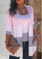 Striped Two Piece Pink Cardigan  and Tank Top