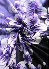 Floral Print Two Piece Purple Cardigan and Tank Top