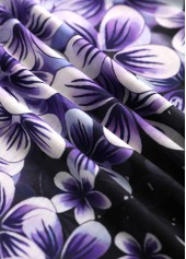 Floral Print Two Piece Purple Cardigan and Tank Top