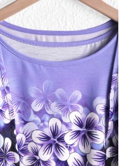 Floral Print Two Piece Purple Cardigan and Tank Top