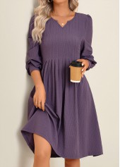 Split Dusty Purple Long Sleeve Dress