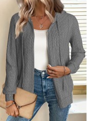 Dark Grey Marl Long Sleeve Zipper Hoodie