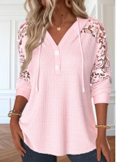 Light Pink Long Sleeve Lace Hoodie