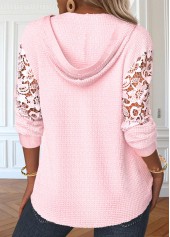 Light Pink Long Sleeve Lace Hoodie