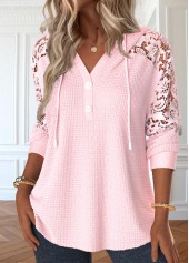 Light Pink Long Sleeve Lace Hoodie