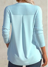 Zipper Mint Green Long Sleeve Split Neck Shirt