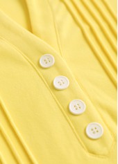 Plus Size Light Yellow Embroidery Long Sleeve T Shirt