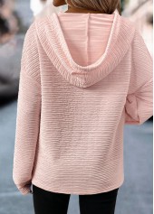 Light Pink Long Sleeve Drawstring Hoodie
