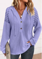 Light Purple Long Sleeve Lace Hoodie