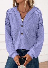 Light Purple Long Sleeve Lace Hoodie