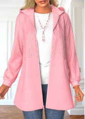 Zipper Pink Long Sleeve Hooded Jacket