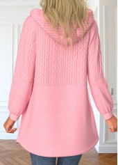 Zipper Pink Long Sleeve Hooded Jacket