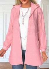 Zipper Pink Long Sleeve Hooded Jacket