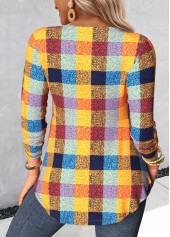 Plaid Ginger Long Sleeve Fake Two Piece Twinset