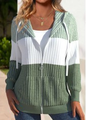 Sage Green Long Sleeve Zipper Hoodie