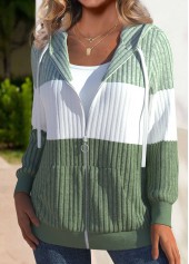 Sage Green Long Sleeve Zipper Hoodie