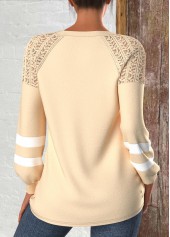 Halloween Patchwork Light Camel Long Sleeve Round Neck Sweatshirt